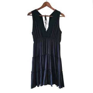 No Coment Bohemian Black Sleeveless Tiered Dress NWT